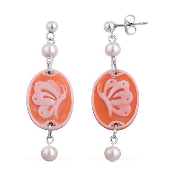 Jewelry - Butterfly Cameo, White Shell Pearl Stainless Steel Jewelry - Butterfly Cameo, White Shell Pearl Stainless Steel